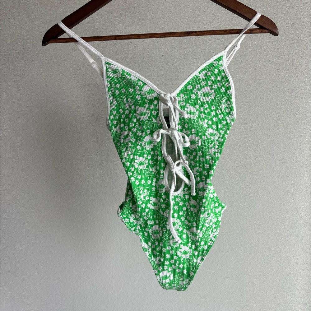 Out From Under Green Floral Bodysuit